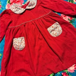 Adorable Red Kids Dress with Floral Accents